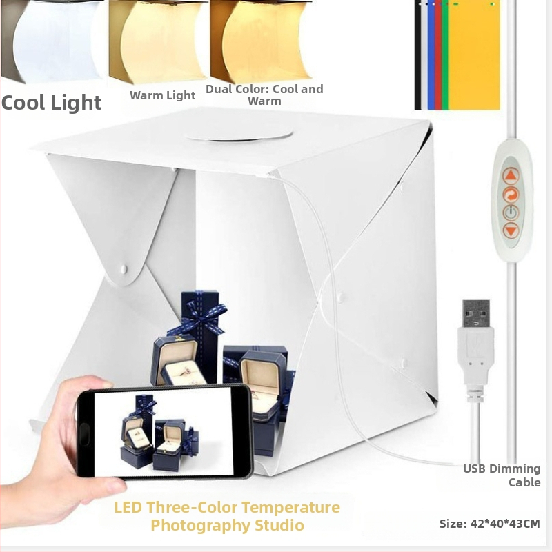 Sklopiteľný LED fotobox pre mobilnú fotografiu – EVA materiál | Univerzálne použitie | Teplota farieb nastaviteľná