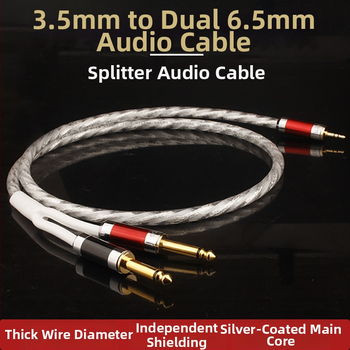 Audio kabel 3,5 mm na dva kraja 6,5 mm, bakar visoke čistoće s slojem srebra, dvostruki vodovi s oklopom, PVC omotač, za audio i video uređaje