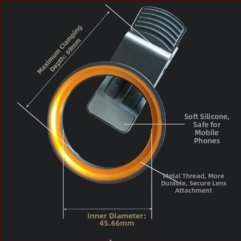 52mm klip pre filtr objektívu pre smartfón, univerzálny pre všetky značky, ideálny na živé fotenie šperkov, gravírovanie možné