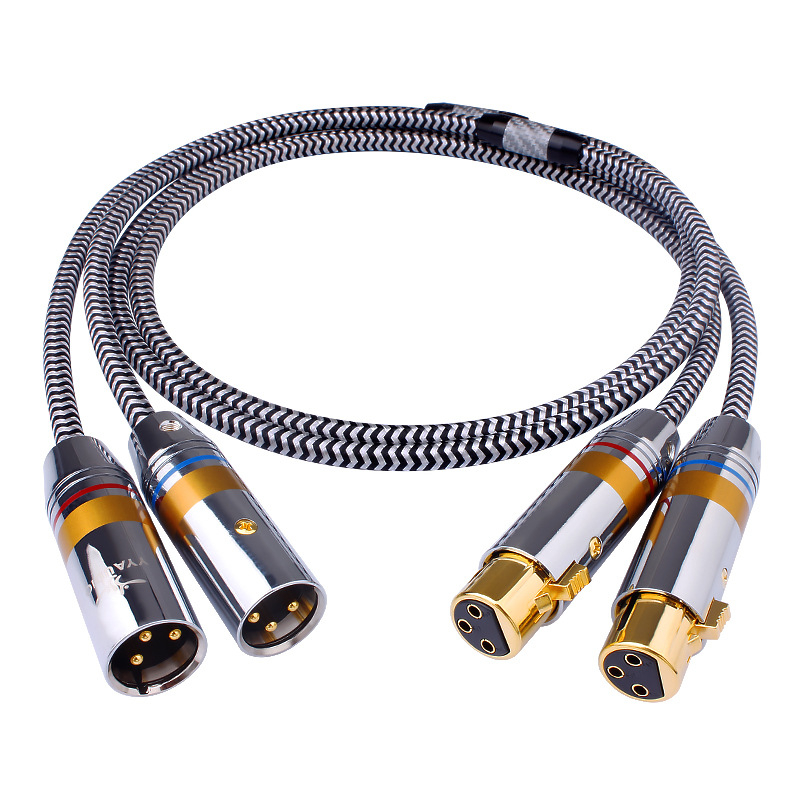 YYAUDIO izbalansirani audio kabel, četiri jezgre od srebro-platnog bakra, XLR muški–ženski, za mikser i zvučnik, ekraniran, duljina 2 m