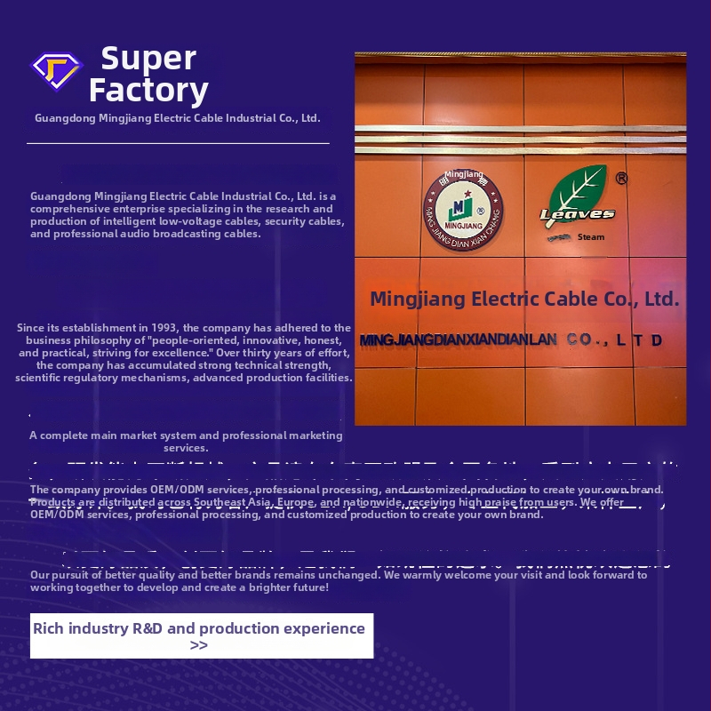 Kábel pre reproduktory s meďou obaleným hliníkom, PE izolácia, určený pre audio/video, Mingjiang