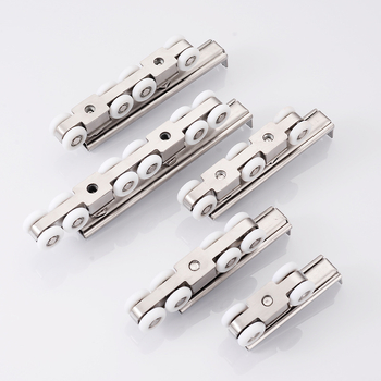 Rola za klizna vrata od nehrđajućeg čelika i najlonsko ležaj; tih i glatki rad; nosivost 45–75 kg; modeli: 4 kotačića, 6 kotačića dvostruke šipke, 8 kotačića jedne/dvostruke šipke, 12 kotačića dvostruke šipke; moderan i jednostavan dizajn; OEM logo