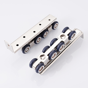 Rola za klizna vrata od nehrđajućeg čelika i najlonsko ležaj; tih i glatki rad; nosivost 45–75 kg; modeli: 4 kotačića, 6 kotačića dvostruke šipke, 8 kotačića jedne/dvostruke šipke, 12 kotačića dvostruke šipke; moderan i jednostavan dizajn; OEM logo