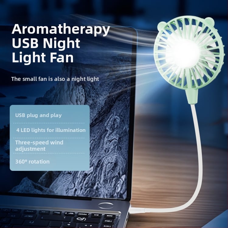 USB настолен вентилатор с безчетков мотор, 3 скорости, USB захранване, модел U01, лопатки от TPE