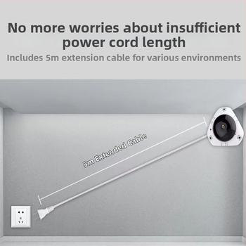 360° Панорамна AI камера, безжична Wi‑Fi свързаност, HD видео, нощно виждане, дистанционно наблюдение