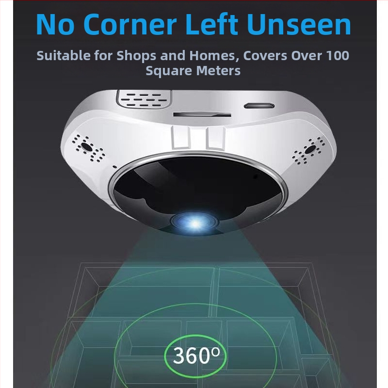 360° Панорамна AI камера, безжична Wi‑Fi свързаност, HD видео, нощно виждане, дистанционно наблюдение