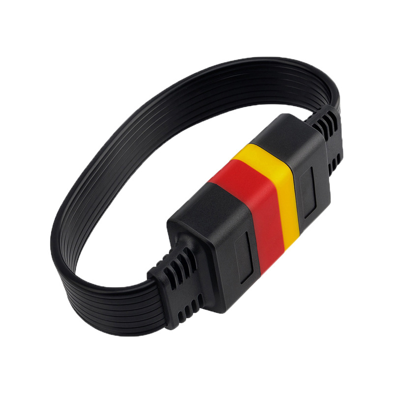 OBD2 удължителен кабел за автомобили, мъжки към женски конектор, 16-жилен, мед никелиран проводник, PA66 изолация, огнеустойчив, инжекционно формован