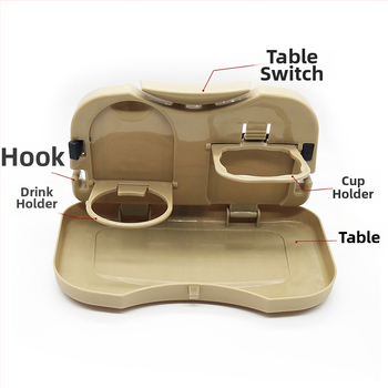 Auto jedálenský stol pre zadné sedenie s výklopnou doskou, držiakom na pohár a úložnou poličkou; viacúčelový stojan na počítač/tablet