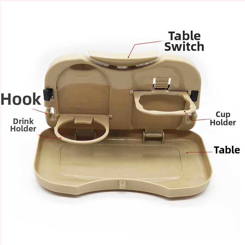 Auto jedálenský stol pre zadné sedenie s výklopnou doskou, držiakom na pohár a úložnou poličkou; viacúčelový stojan na počítač/tablet