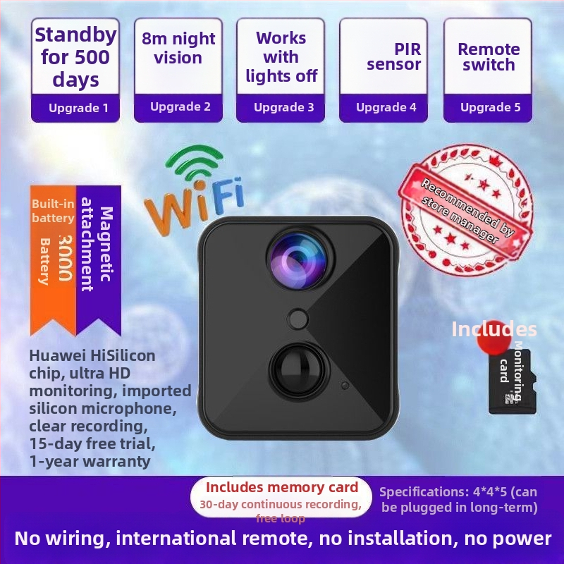 Bezdrôtová vnútorná kamera s Wi‑Fi, vzdialený prístup cez smartphone, Ultra HD