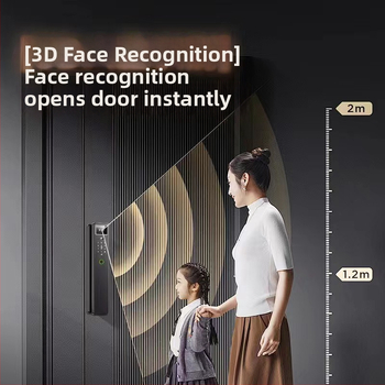 Okos ajtózár arcfelismeréssel, tenyérvénás azonosítással és ujjlenyomattal, videó kaputelefonnal és kukucskálóval (100 ujjlenyomat tárolás; <0,5 s szkennelés; FAR 0,4%; FRR <0,15%; -25–55°C)
