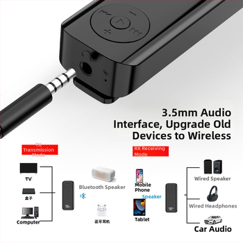 Bluetooth 5.3 audio transceiver s digitálnym displejom - Lavalier adaptér, AUX 3.5 mm, Plug-and-Play, bez externého napájania, dosah 10 m, 100 Mbps
