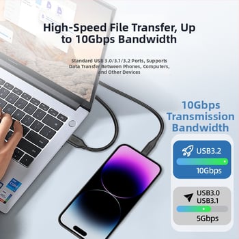 Yanxun cablu date USB 3.2 către USB-C, USB-A către Type-C, lungime 0,5–1 m, 10 Gbps, încărcare rapidă PD 60 W