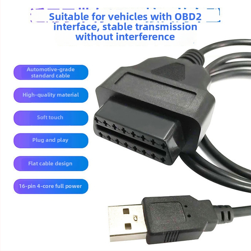Automobilový diagnostický nástroj USB-A k OBD2 samičí kábel, 12V, 80°C, model 1MUSB AM-OBD