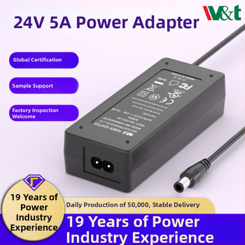 Dvojvýstupný napájací adaptér: 24V 5A (120W) a 12V 10A, vstup 100-240VAC, model xk24120, značka W&T, pre lekársku techniku