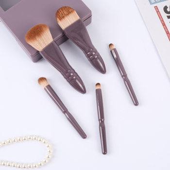 Комплект козметични четки с огледало, 5 броя, синтетично влакно, пластмасова дръжка, опаковани в кутия (дължина на косъма 3, обща дължина 10)