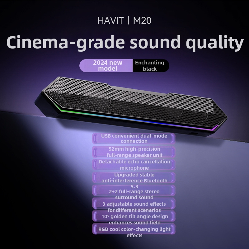 Havit M20 Bluetooth 5.3 stolné počítačové reproduktory, 2-kanálne, USB napájanie, 5W, 20Hz-20kHz