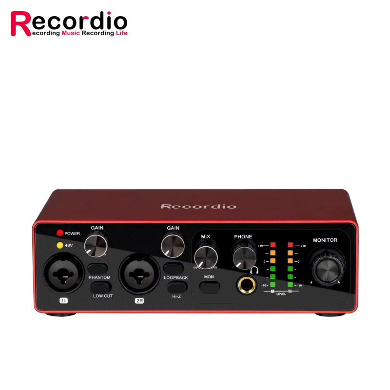 Interfață audio USB cu două canale, fără driver, pentru înregistrări pe calculator și producție muzicală – model GAX-MB22, răspuns în frecvență 20 Hz-20 kHz, SNR ≥70 dB