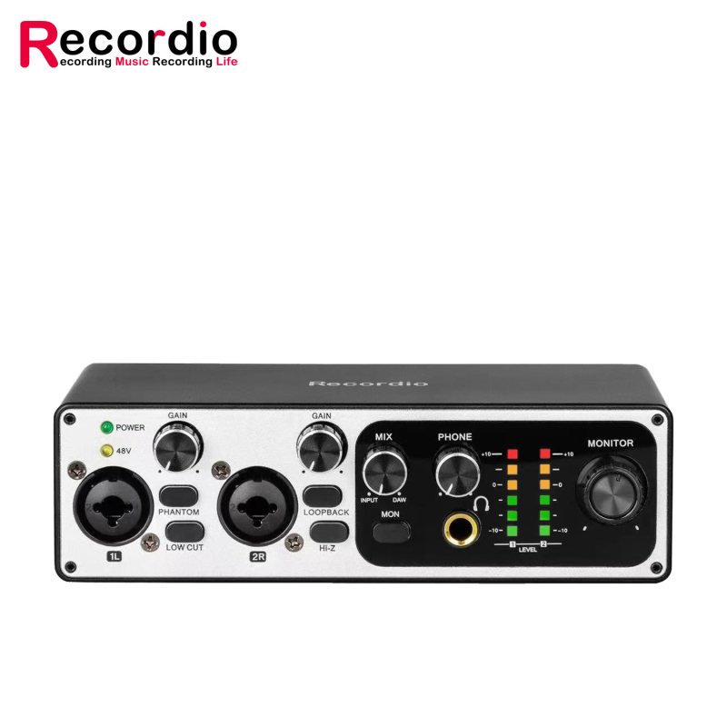 Interfață audio USB cu două canale, fără driver, pentru înregistrări pe calculator și producție muzicală – model GAX-MB22, răspuns în frecvență 20 Hz-20 kHz, SNR ≥70 dB