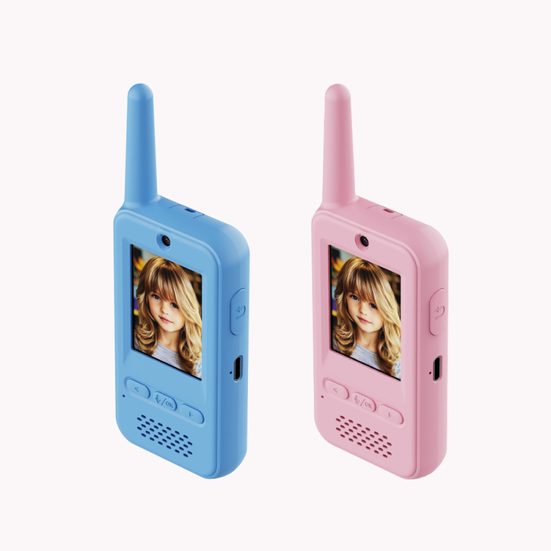 VOCH E08 Walkie-Talkie video pentru copii, cu display, baterie 650 mAh, rază până la 1,5 km, anti-interferențe