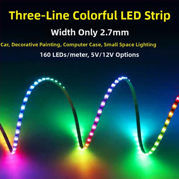 RGB Phantom LED pás pre auto, 160 LED, 0807, 5V, vstavaný IC, diaľkové ovládanie