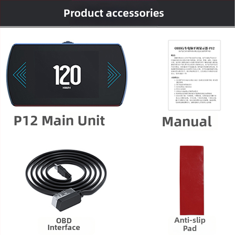 Afișaj HUD pentru mașină P12, alimentare prin interfața OBD, Universal, Rezoluție HD