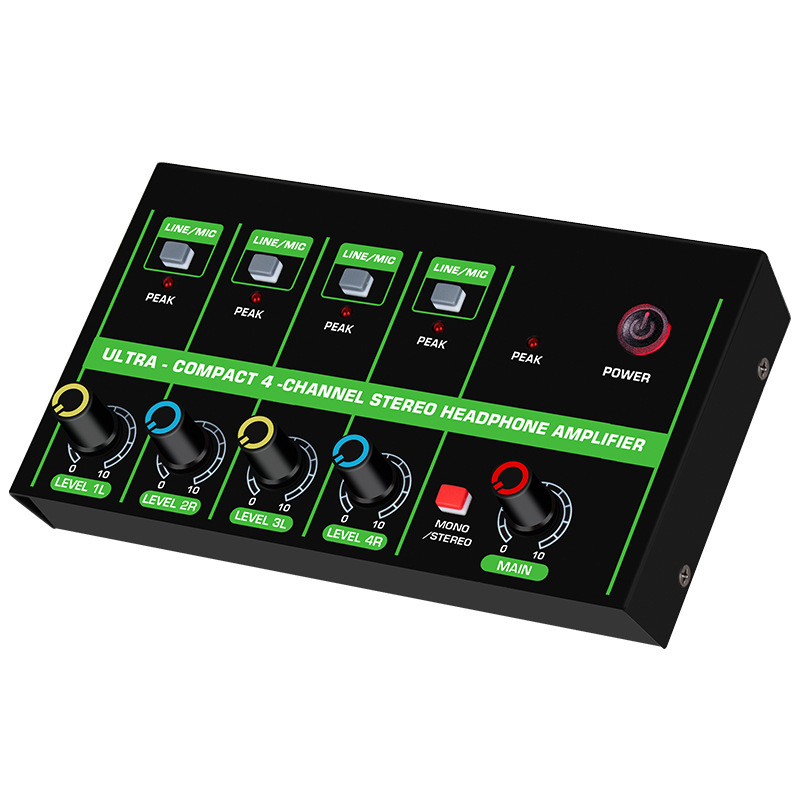 DJ mixér, 4-kanálový stereo mixér, 4 vstupy-1 výstup, Shengyue Kumai MiNi-LIJI