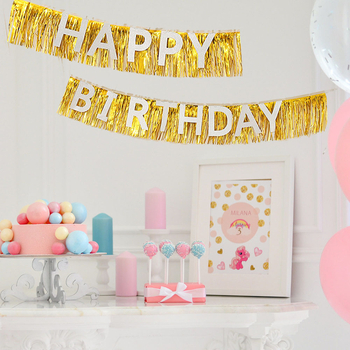 Helyszíni dekorációs kellék - műanyag feliratos banner háttér gyerekek születésnapi partijára