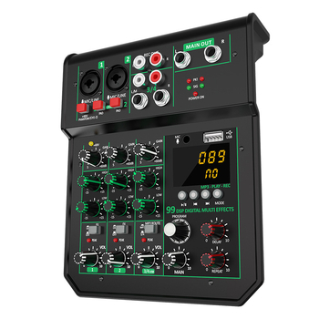 Štvorkanálový USB DJ mixér s DSP pre počítačové nahrávanie
