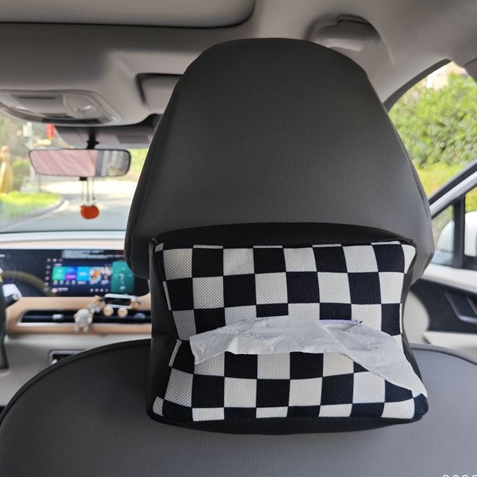 Θήκη χαρτοπετσετών αυτοκινήτου από δέρμα και πολυεστέρα, προσαρμόσιμη, διακόσμηση εσωτερικού αυτοκινήτου