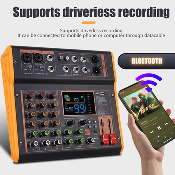 ZX Mixer wireless cu 4 canale, Bluetooth, 99 efecte DSP, 48V alimentare phantom