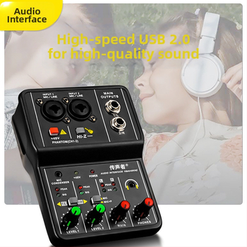 Voice Tone Q12 USB 2-kanálový mini mixér pre nahrávanie na počítači a živé vysielanie (220V, 5W, stereo)