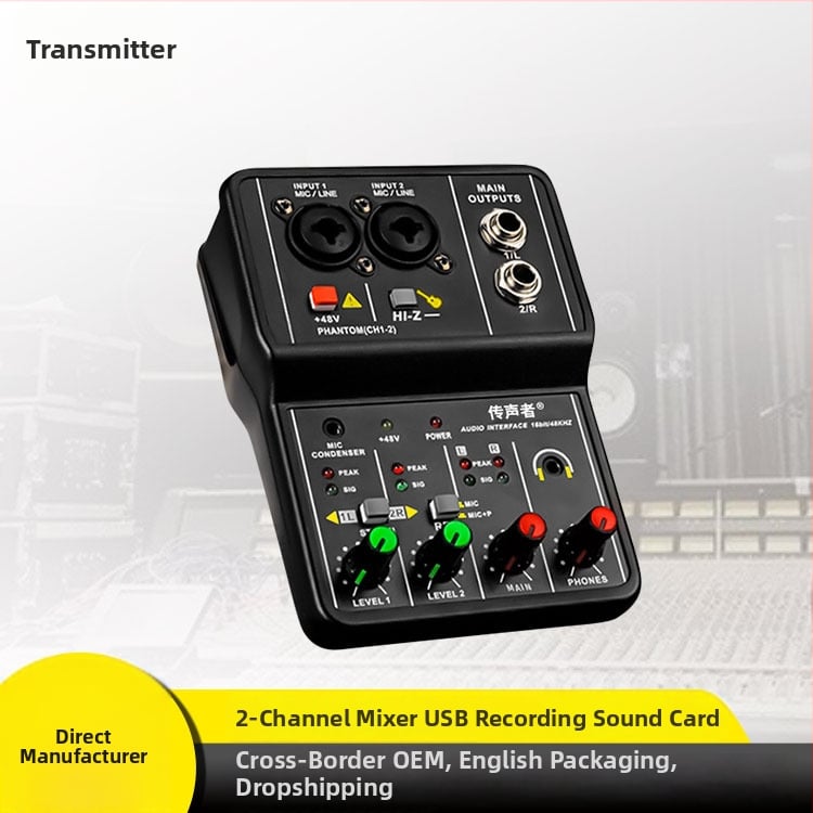 Voice Tone Q12 USB 2-kanálový mini mixér pre nahrávanie na počítači a živé vysielanie (220V, 5W, stereo)