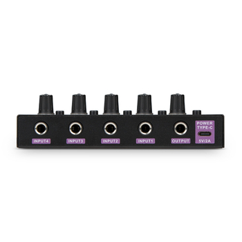 URX MH400 Mini 4-kanalni linijski mikser, napajanje 5V2A, za mikrofon, gitaru, bas i tipkovnicu