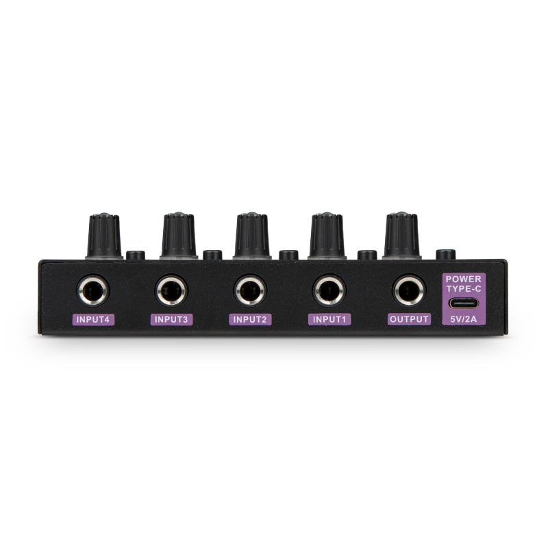 URX MH400 Mini 4-kanalni linijski mikser, napajanje 5V2A, za mikrofon, gitaru, bas i tipkovnicu