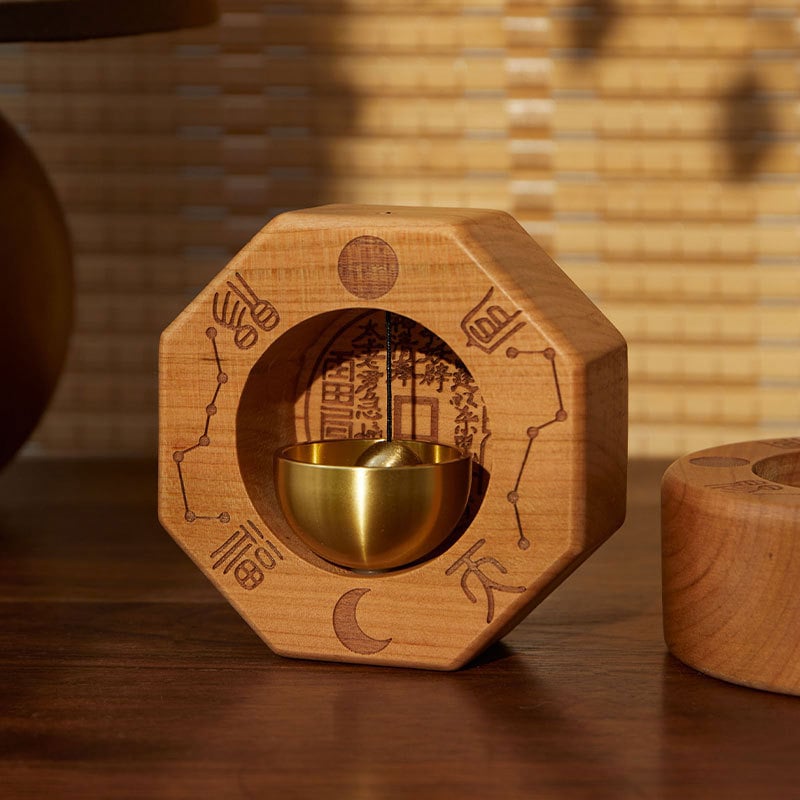 Clopot de ușă din mahon – pandantiv, cadou pentru nuntă, zi de naștere, casă nouă