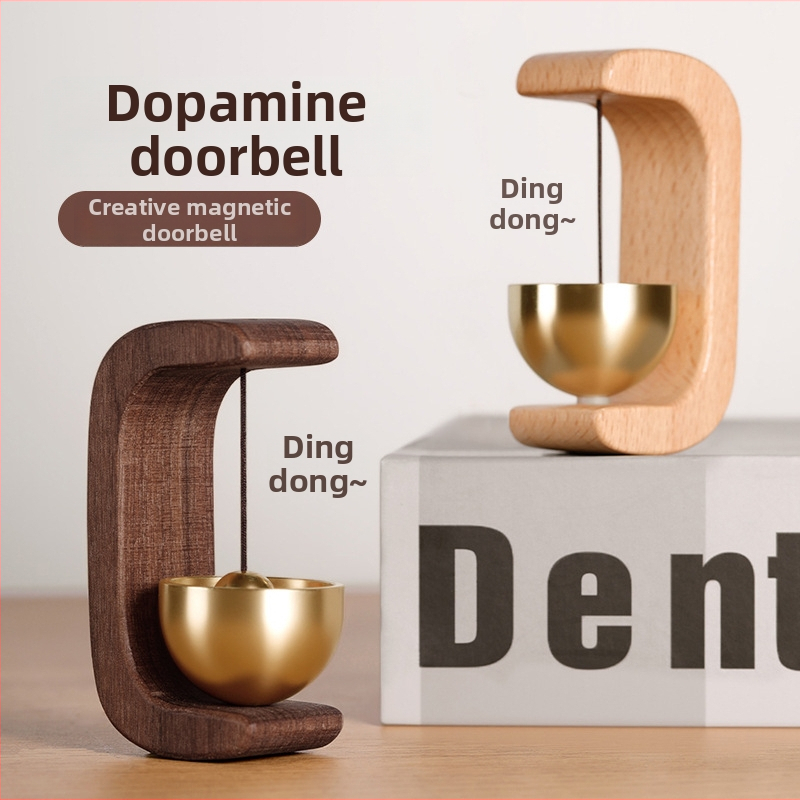 Závesný zvon na dvere — buk/orech drevo, moderný minimalistický štýl, balenie: Opp bag
