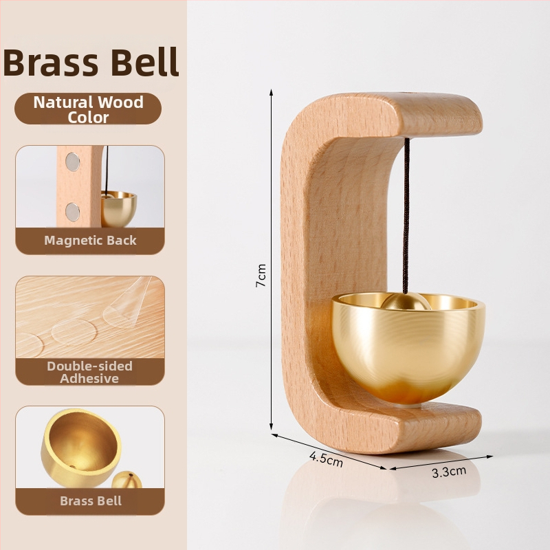 Závesný zvon na dvere — buk/orech drevo, moderný minimalistický štýl, balenie: Opp bag