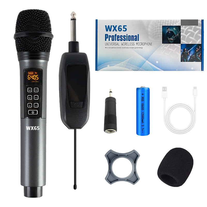 WX65 dinamički mikrofon s pokretnom zavojnicom – Greyish Saint, izmjenjiva baterija 500–800 mAh, trajanje 3–6 sati, SNR <60 dB