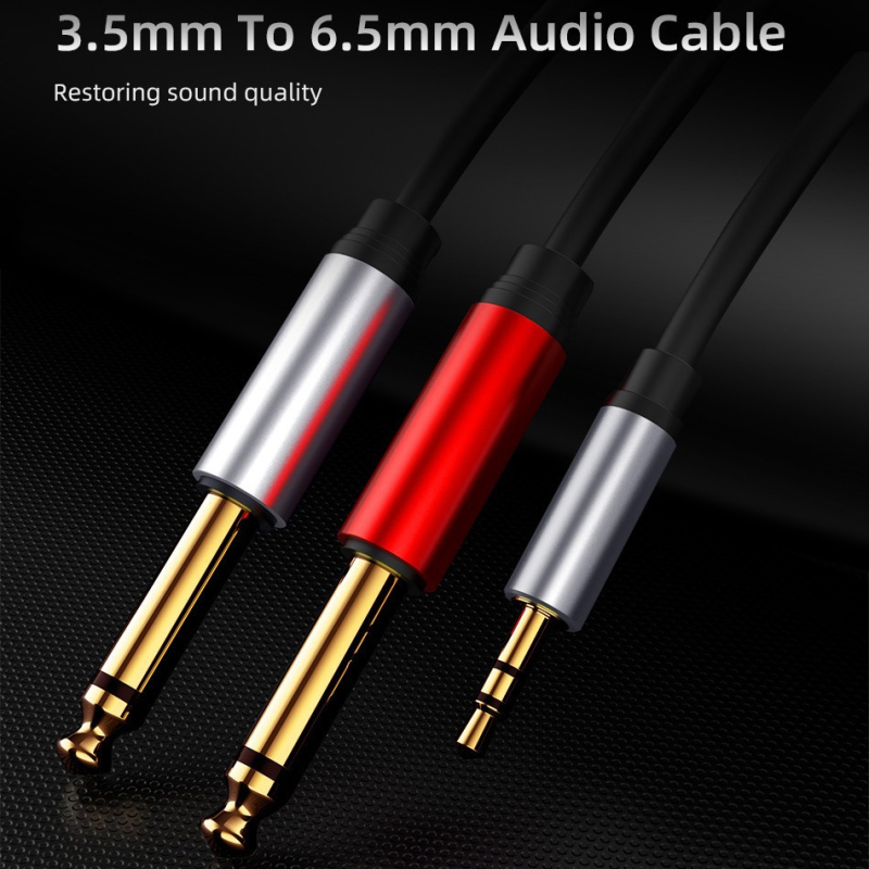 Audio kabel: 3,5 mm stereo na dvostruki 6,35 mm mono, jedan na dva za računalni mikser; jezgro bakrene žice s tinovanom prevlakom; vodič: legura