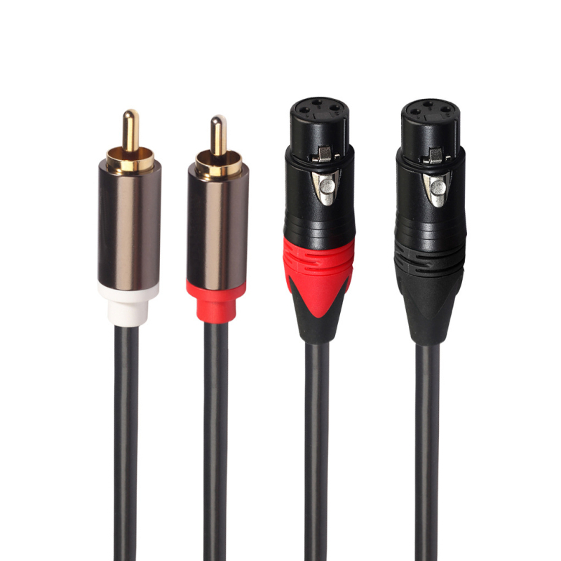 Cablu de semnal audio: RCA dublu masculin la XLR dublu masculin; placare cu aur; conductor din cupru (Tip: cablu de semnal; Conectori: RCA masculin → XLR masculin; Material conductor: cupru; Placare: aur)