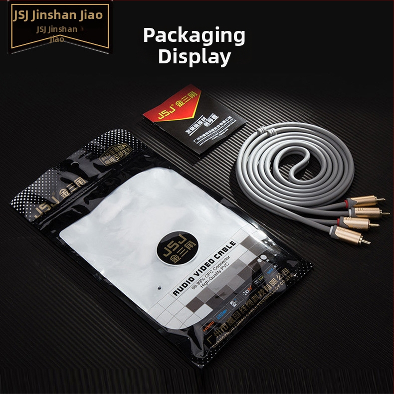 RCA kábel s Lotus hlavou, dvojcestný vyvážený zvukový kábel od značky Jsj Jinshanjiao, PVC plášť, RoHS certifikovaný pre audio a video