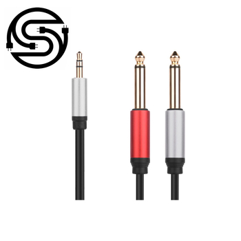 Audio kabel 3,5 mm na dva 6,35 mm mono muška konektora, za mikrofon i računalni miks, zlatno prekriveno jezgro od bakra, PVC izolacija