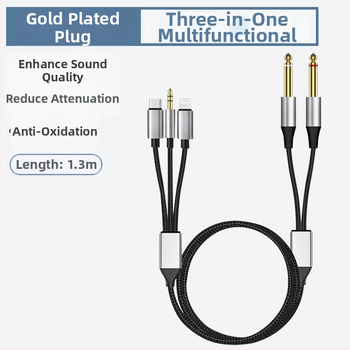 3,5 mm na dualni 6,5 mm, 3-u-1 audio kabel za mikser, zvučnike, pojačalo i električnu klaviaturu