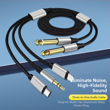 3,5 mm na dualni 6,5 mm, 3-u-1 audio kabel za mikser, zvučnike, pojačalo i električnu klaviaturu