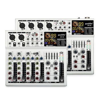 Gabby Electronics MR-60: mixer audio profesional 6/8 canale cu efecte, Bluetooth și USB | 50W
