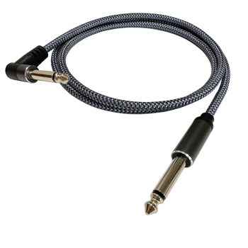 Audio kabel, model: 6.5 straight to curved; bakreni jezgra; kompatibilno s gitarom, pojačalom, miksom, digitalnom tipkovnicom; ROHS
