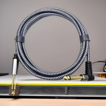 Audio kabel, model: 6.5 straight to curved; bakreni jezgra; kompatibilno s gitarom, pojačalom, miksom, digitalnom tipkovnicom; ROHS