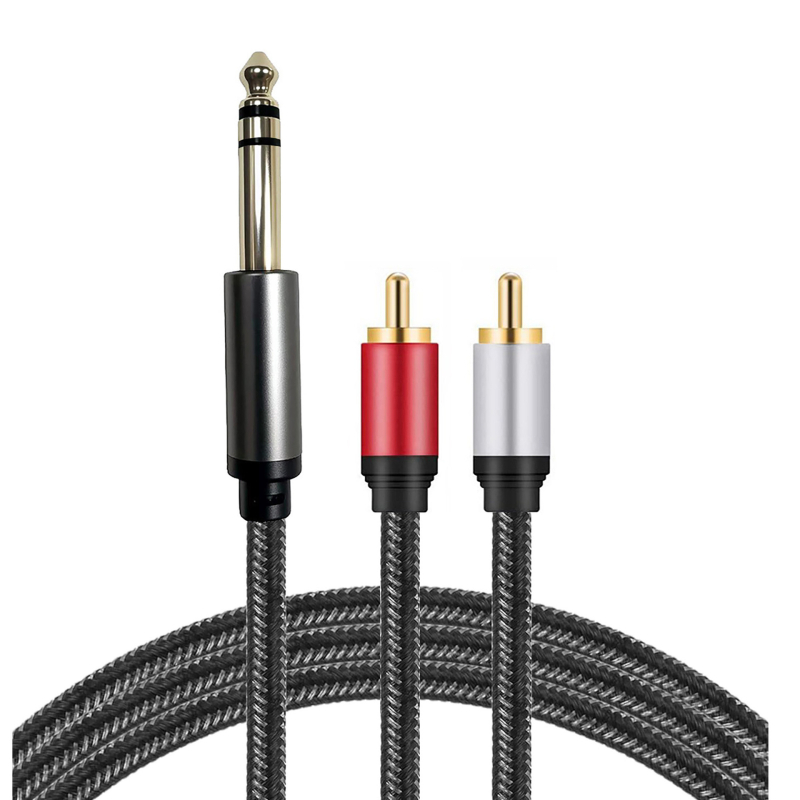 RCA audio kabel, 6.5 mm na dvostruki RCA i 6.35 mm na 2RCA – pozlaćeno, bakreno jezgro cínirano, RoHS