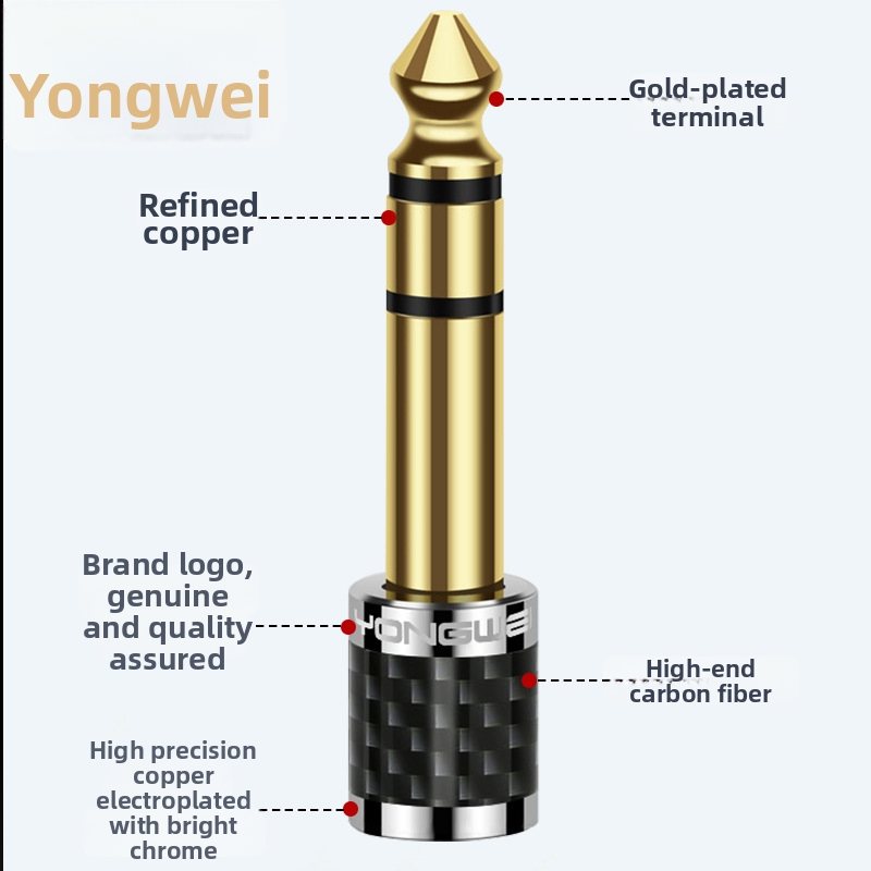 Yongwei adaptér z čistého medi 6,5–3,5 mm, 3,5 mm samica na 6,35 mm samec, pre audio/video, elektronická klávesnica, mikrofón, slúchadlá, RoHS